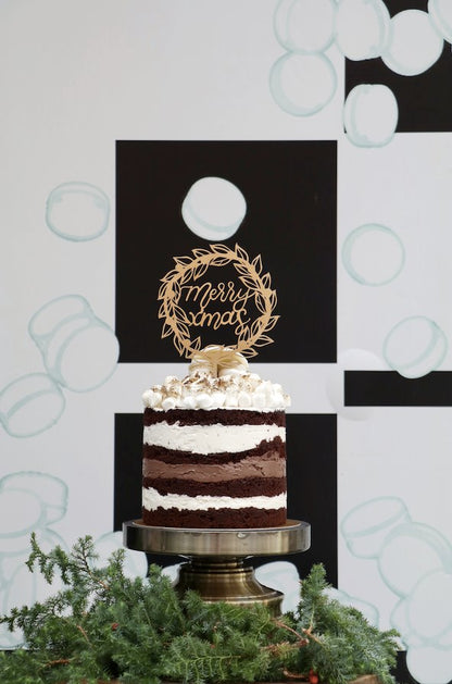 Jouer 'Merry X'mas with wreath' Cake Topper