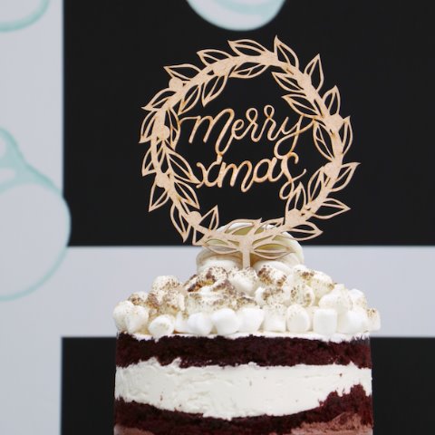 Jouer 'Merry X'mas with wreath' Cake Topper