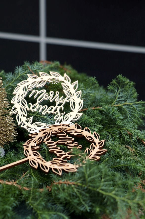Jouer 'Merry X'mas with wreath' Cake Topper