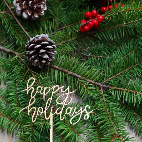 Jouer 'Happy Holidays' Cake Topper (Gold Sand Acrylic)